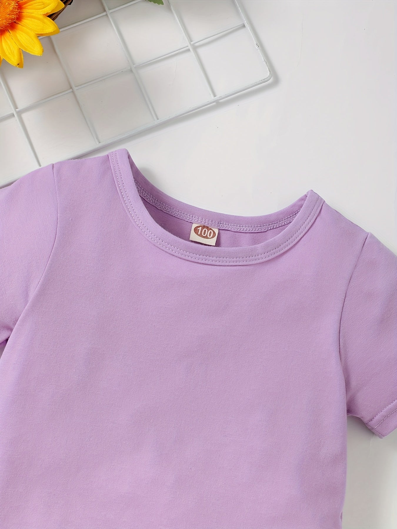 2pcs Toddler Girls Cotton T Shirts Top & Tie Dye Contrast Shorts Set