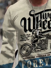 Vintage Motorcycle Print Men's Long Sleeve Tee for Autumn