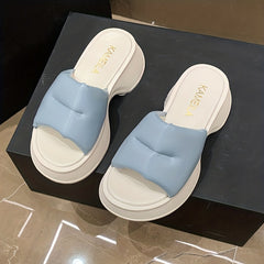 Women's Chunky Heeled Platform Slide Sandals