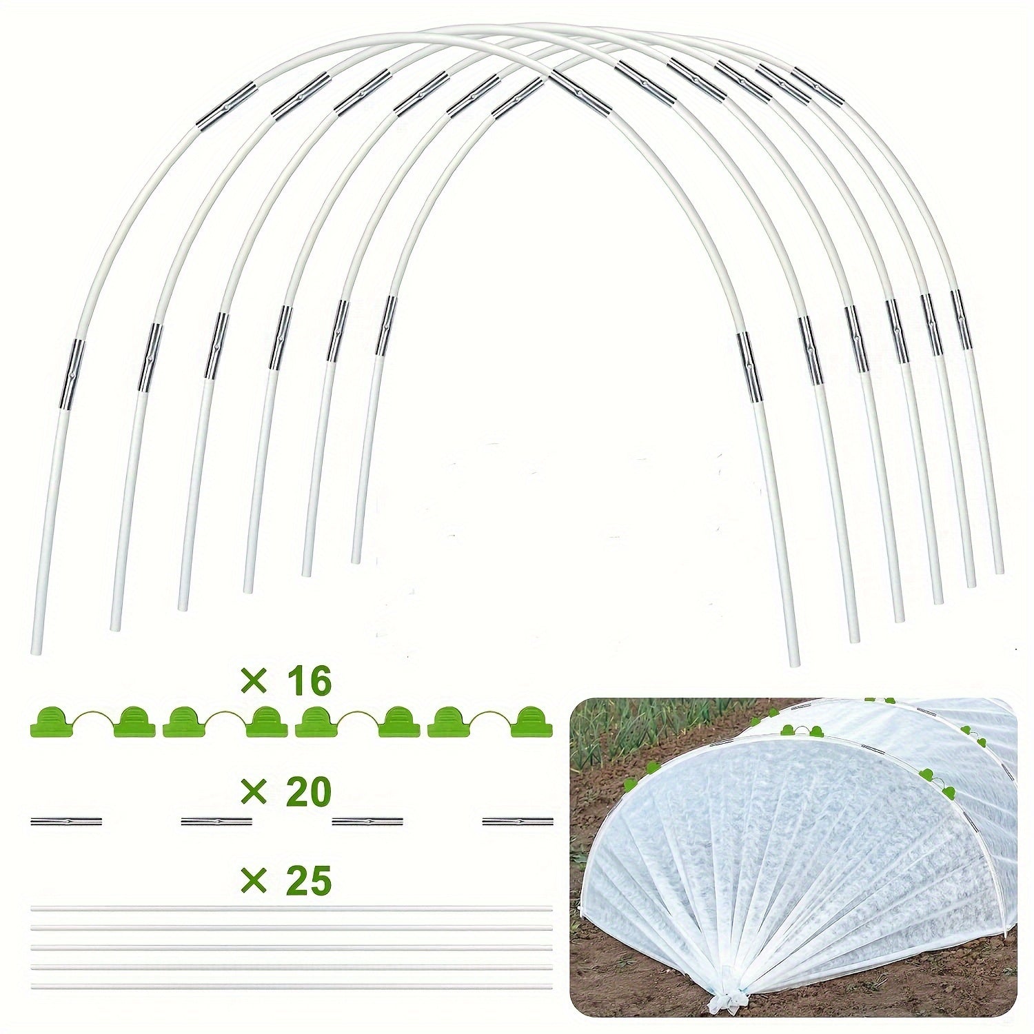 DIY Planting Tunnel Greenhouse Hoops, Rust Resistant Fiberglass
