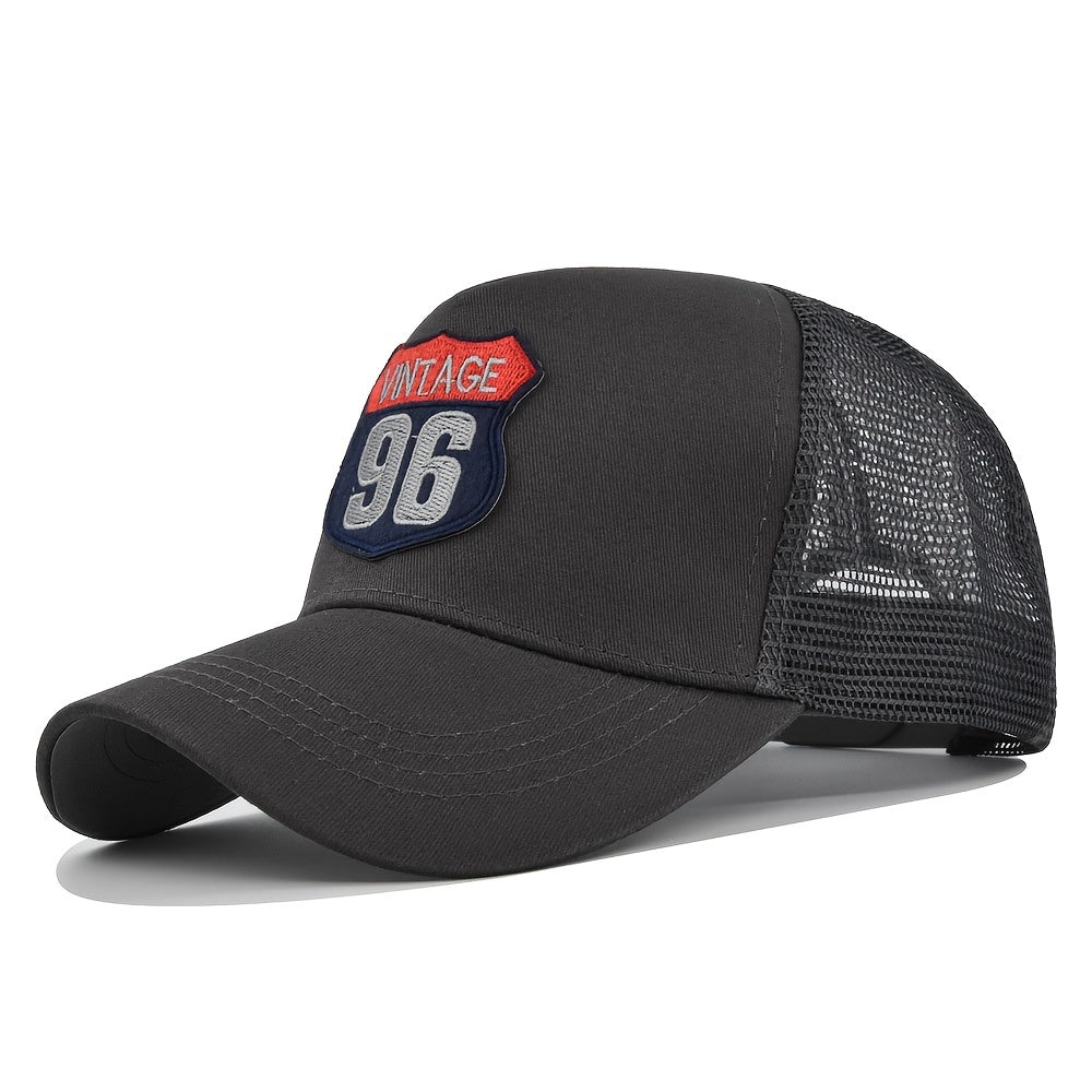 VINTAGE 96 Embroidered Baseball Cap Breathable Unisex Outdoor Fishing Hat