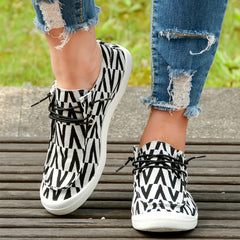 V Pattern Flat Shoes Women's Shallow Mouth Casual Shoes