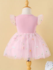 Toddler Girls Daisy Embroidered Mesh Princess Dress