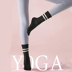 5 Pairs Anti-Skid Yoga Socks Mid-Tube Socks Grips for Pilates Ballet Barre