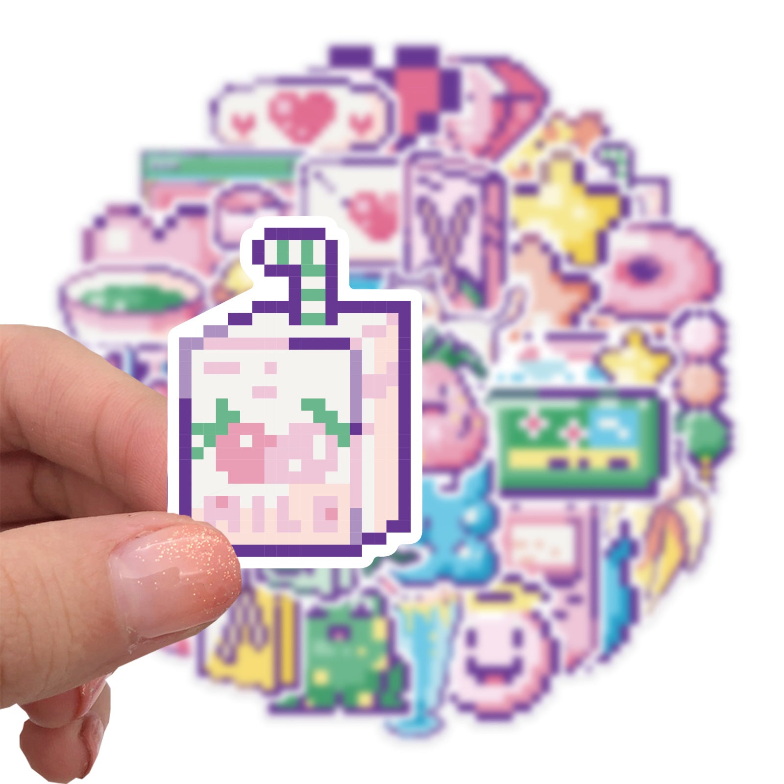 48pcs Cartoon Pixel Waterproof Stickers DIY Luggage Notebook Decor