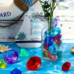 60pcs Diving Gem Pool Toys Acrylic Pirate Treasure Chest