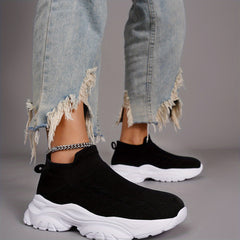 Women's Knit Platform Socks Sneakers Casual Slip On Soft Sole Shoes