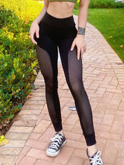 High Waist Yoga Leggings with Mesh Stitching Activewear for Women