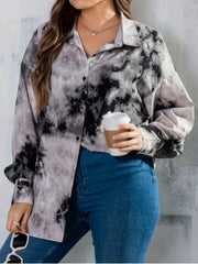 Tie Dye Long Sleeve Button Up Blouse