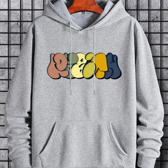 Men's Abstract Graphic Hoodie Slightly Stretch Drawstring Hooded Sweatshirt