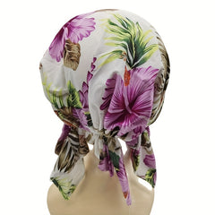 Flower Print Triangle Turban Cap Cotton Bandana Women Head Wrap