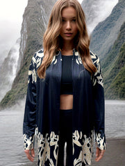 Floral Print Long Sleeve Open Front Cardigan