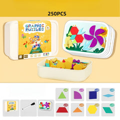 250pc Magnetic Geometric Puzzle Building Blocks for Kids - Back to School Gift