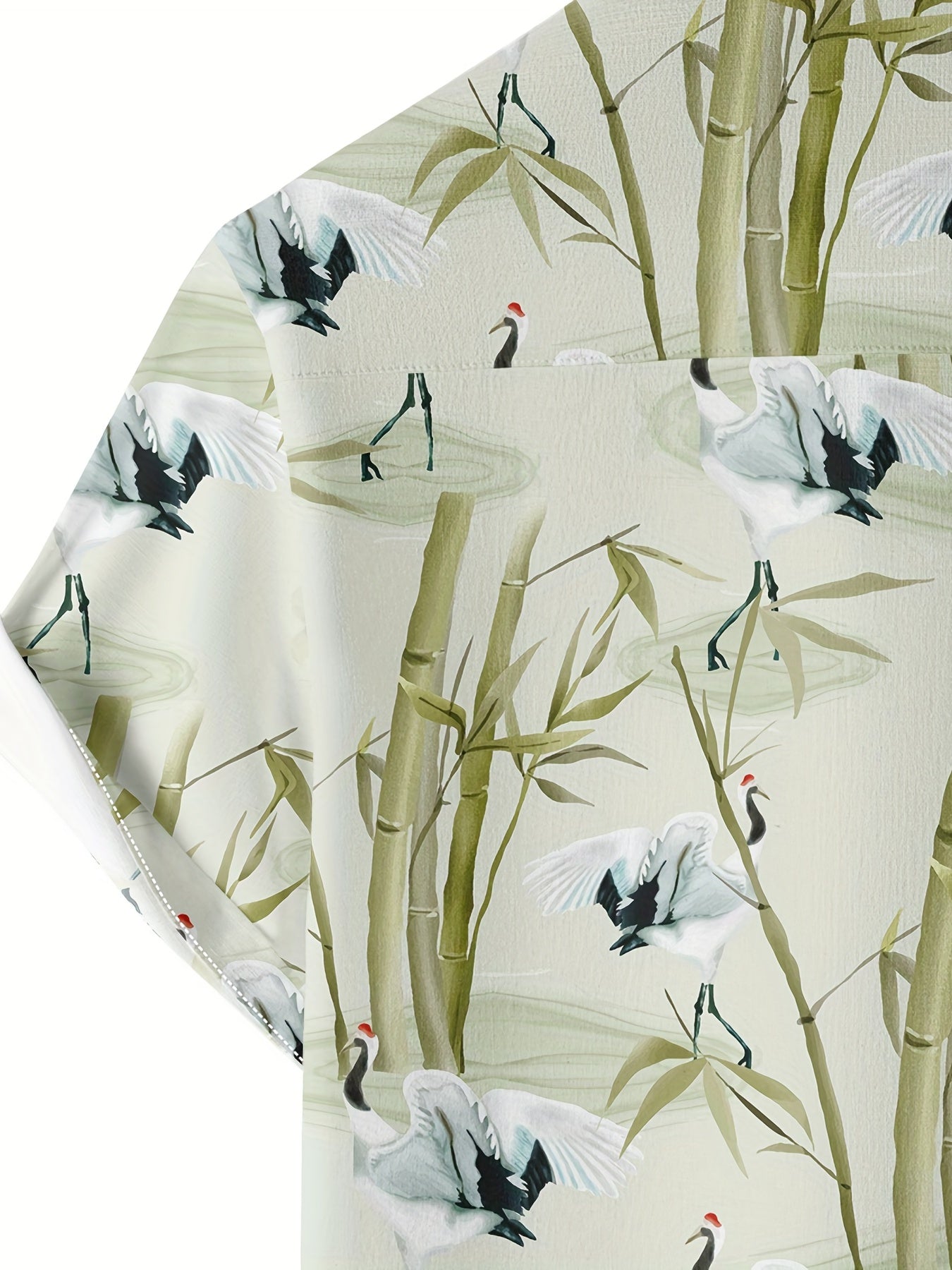 Men's Hawaiian Shirt Bamboo Crane Print