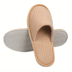 Women's Grid Pattern Plush Slippers Comfy Closed Toe Non Slip Shoes