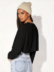 Drop Shoulder Crop Pullover Active Sweatshirt