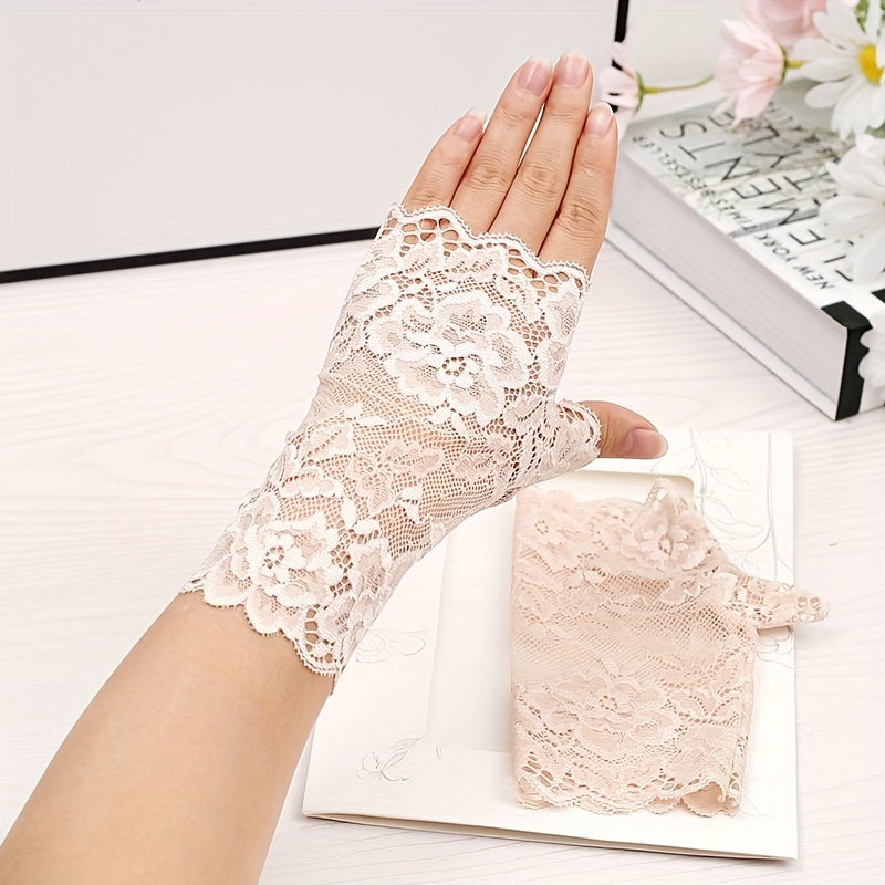 Breathable Lace Fingerless Gloves for Driving Cycling