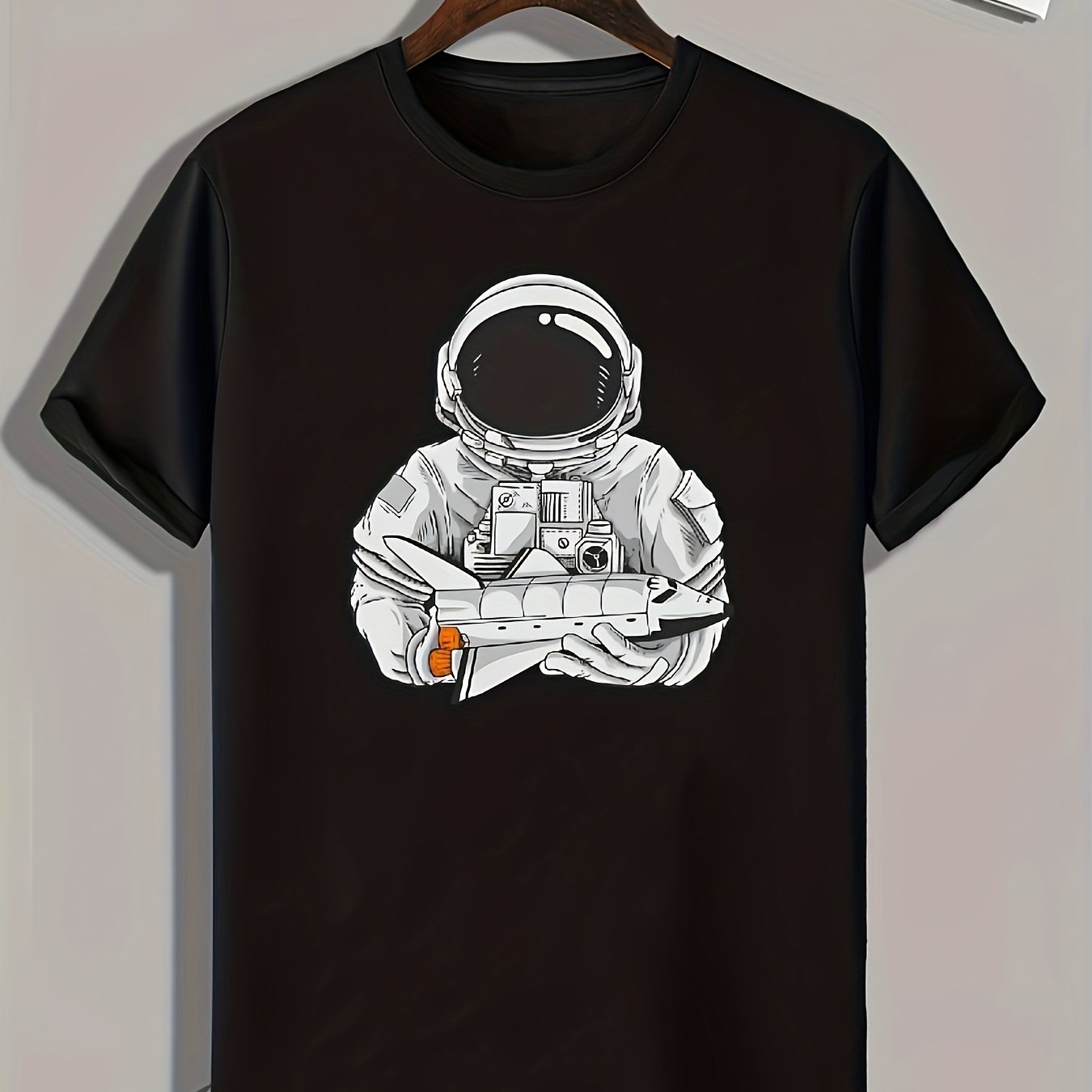 Men's Slim Fit Astronaut Print T-shirt for Spring Summer