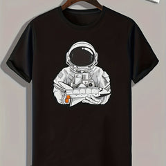 Men's Slim Fit Astronaut Print T-shirt for Spring Summer