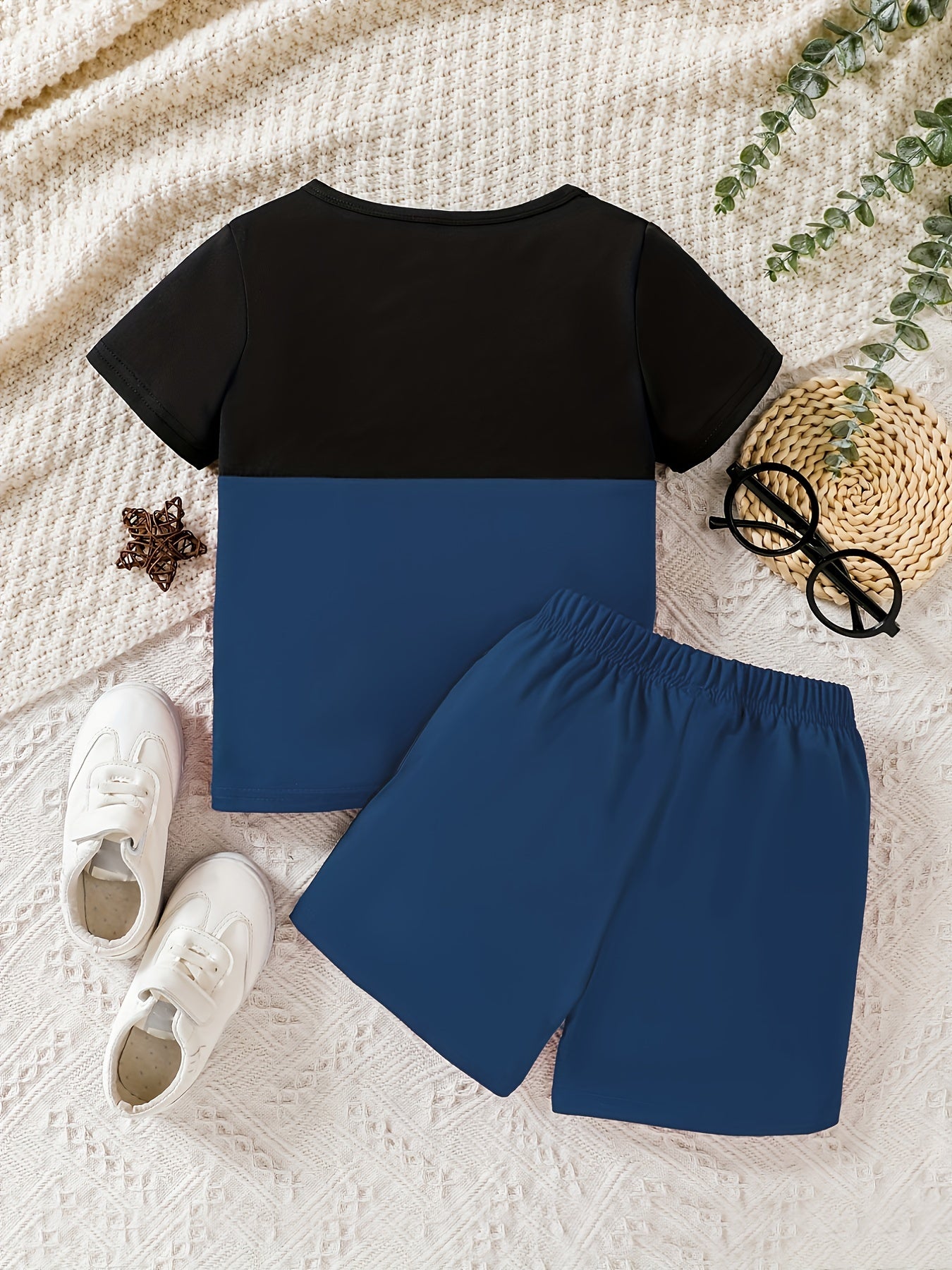 Boys Block Letter Outfit Shorts & T-shirt Casual Summer Clothes