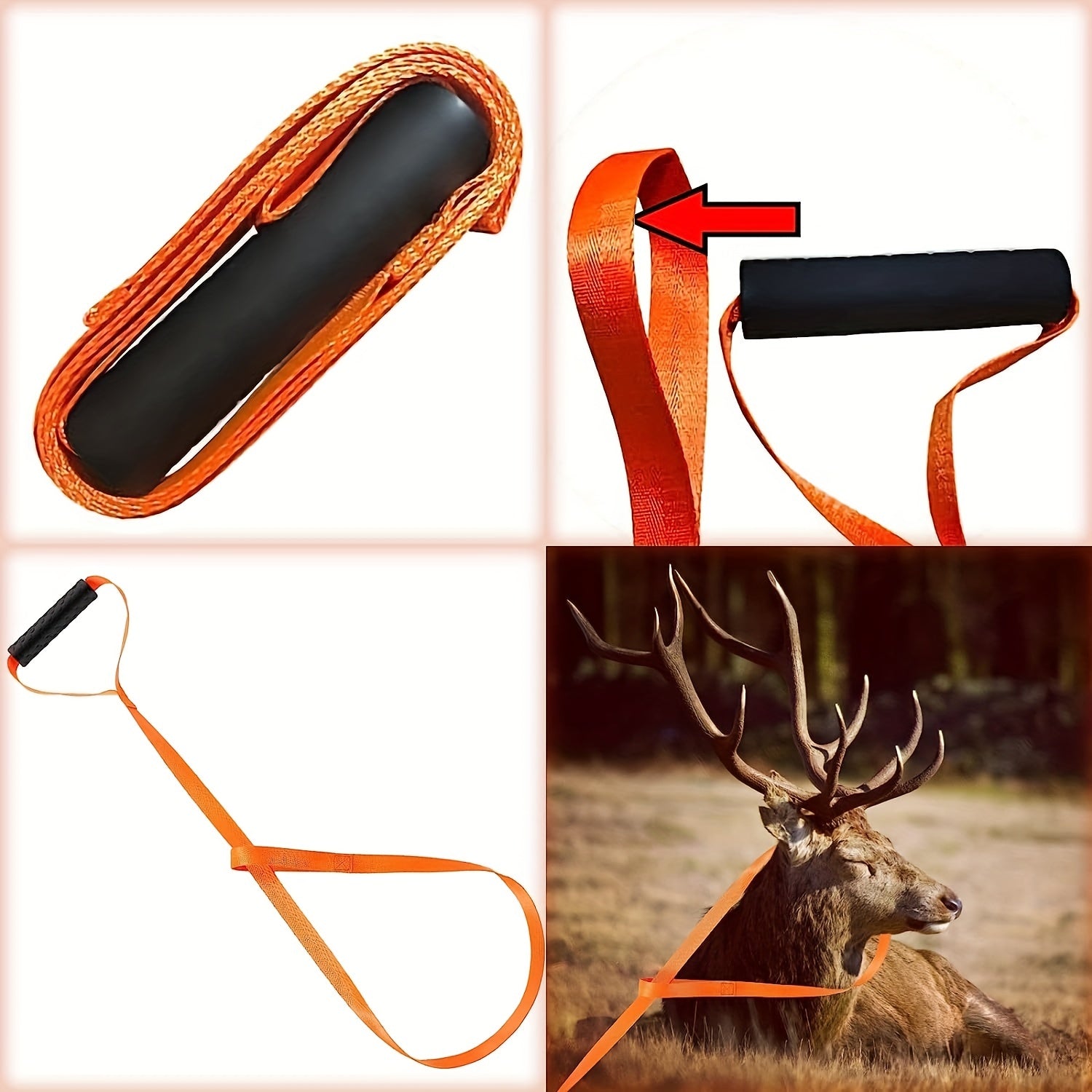 Heavy Duty Deer Drag Rope with Self Lock Loop & Non Slip Handle