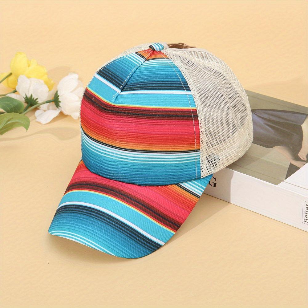 Printed Mesh Peaked Sunshade Baseball Cap