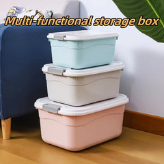 Plastic Storage Basket with Lid for Snacks Cosmetics Dormitory Desktop