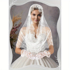 Lace Veil Soft Floral Design for Church Weddings