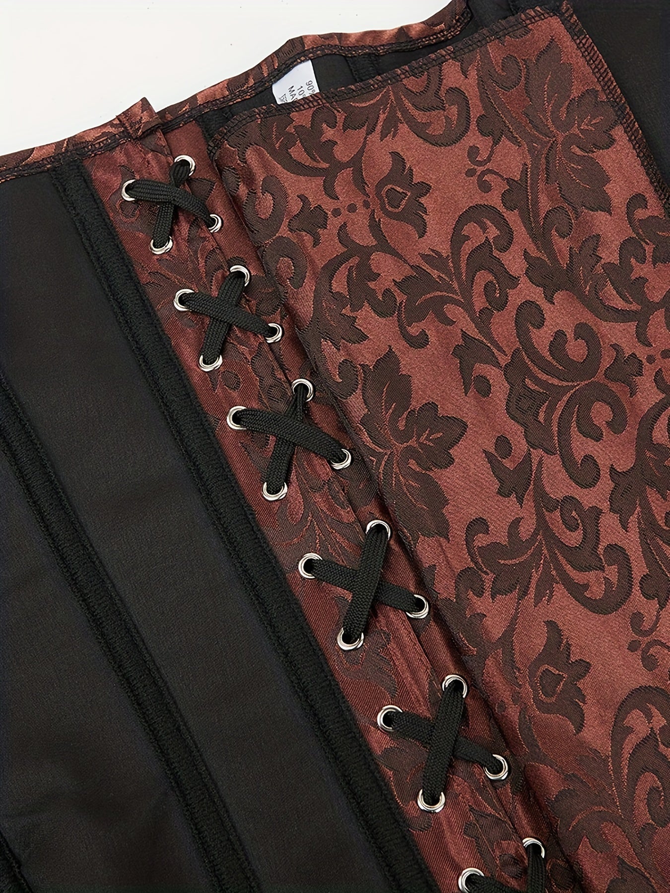 Gothic Corset Women's Plus Embroidered Zipper Front