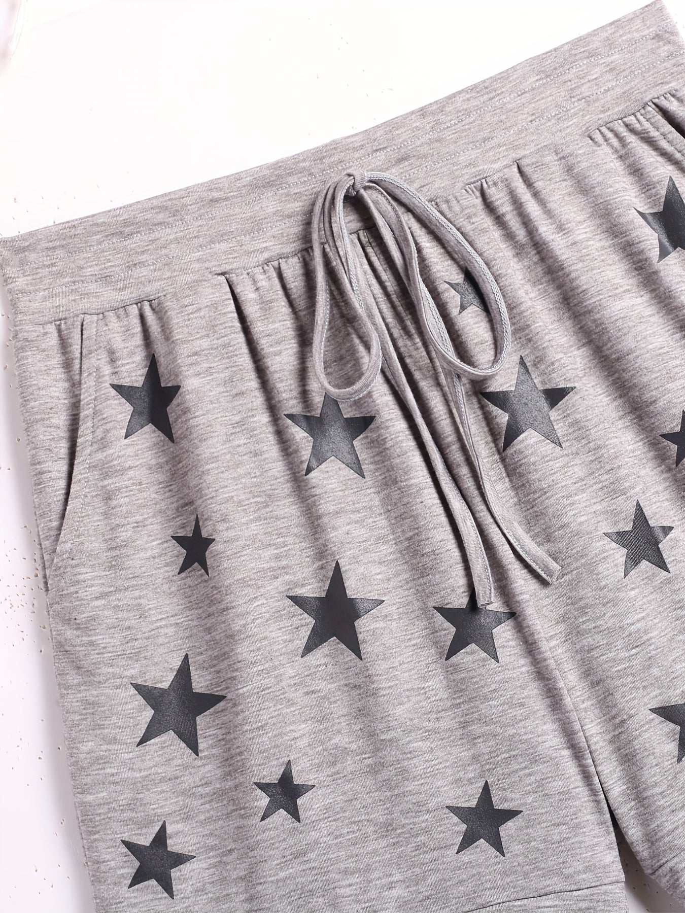 Star Print Drawstring Waist Shorts for Women