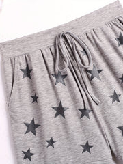 Star Print Drawstring Waist Shorts for Women