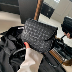 Vintage Shoulder Bag Houndstooth Embossed Crossbody Purse