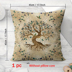 2pc Yellow Tree of Life Pattern Curtains with Pillowcase - Rod Pocket Style