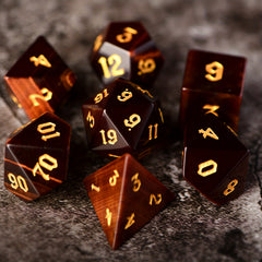 7pcs Red Tiger's Eye Gemstone Dices For RPG Games