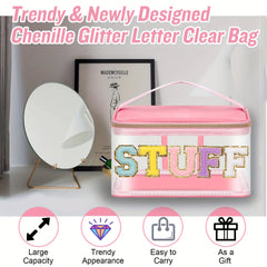 Chenille Letter Bag Makeup Cases Nylon Bag with Zipper