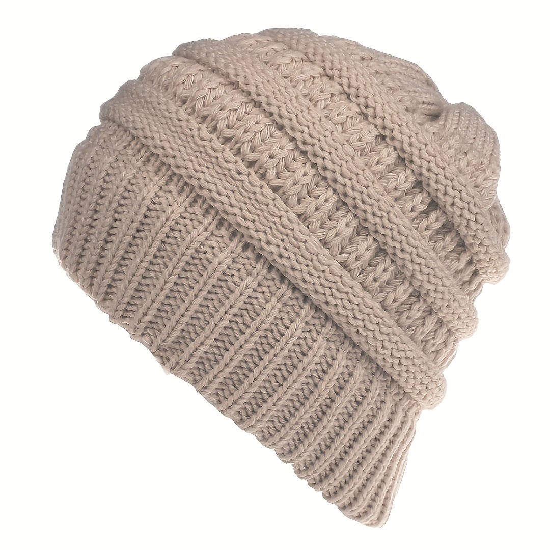 Warm Ponytail Knitted Hat for Winter