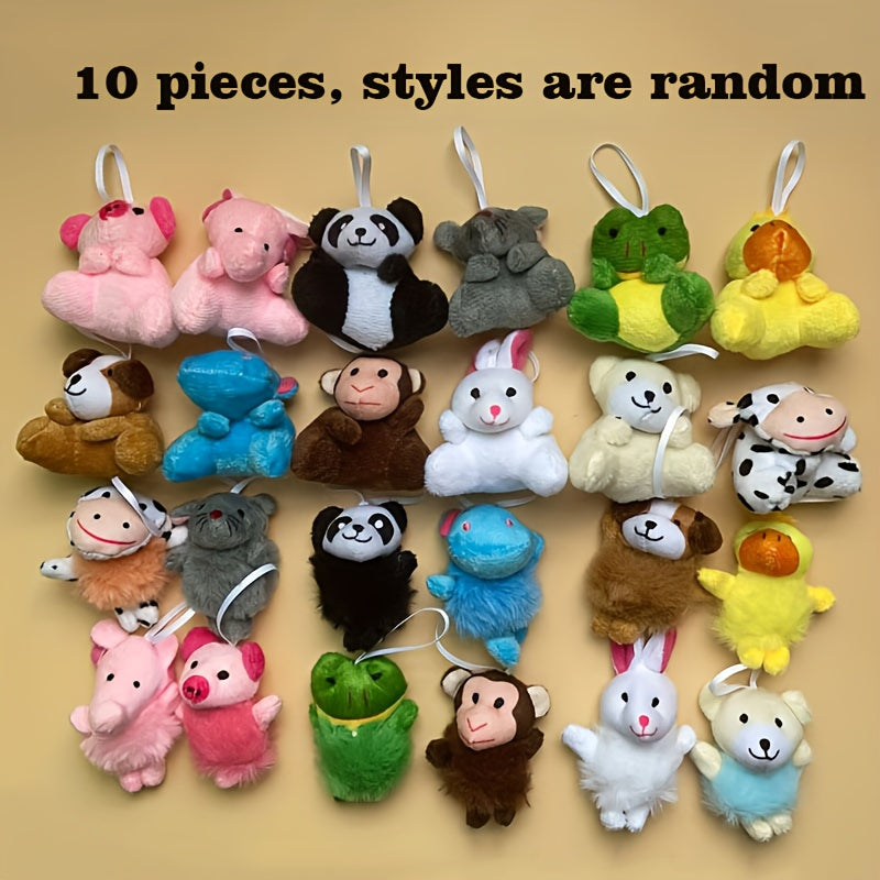 Mini Plush Animals Keychain Set Soft Stuffed Toys for Party Favors