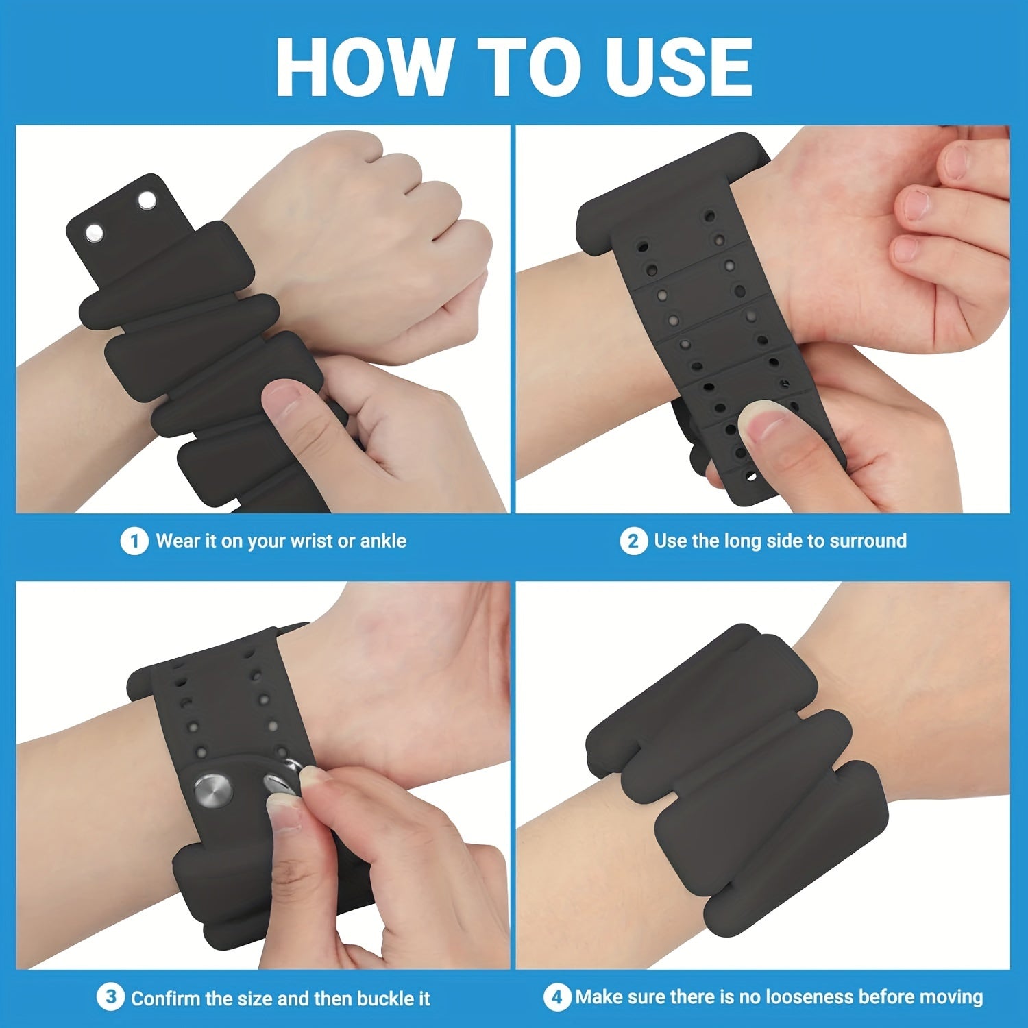 Adjustable Silicone Wrist Weights for Women & Men