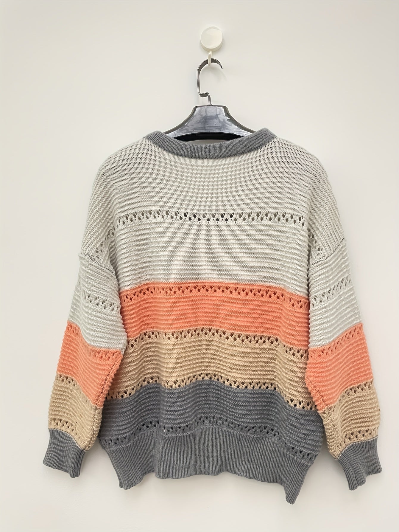 Colorblock V Neck Sweater Long Sleeve