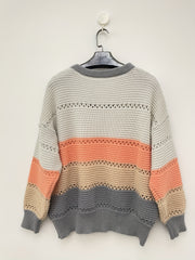 Colorblock V Neck Sweater Long Sleeve