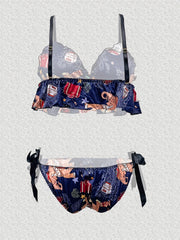 Paisley Print Ruffle Bra & Panty Set