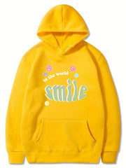 Girls ''Smile To The World'' Print Hooded Sweatshirt