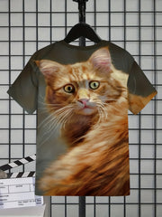 Boys' Furry Cat Graphic T Shirt 3D Print