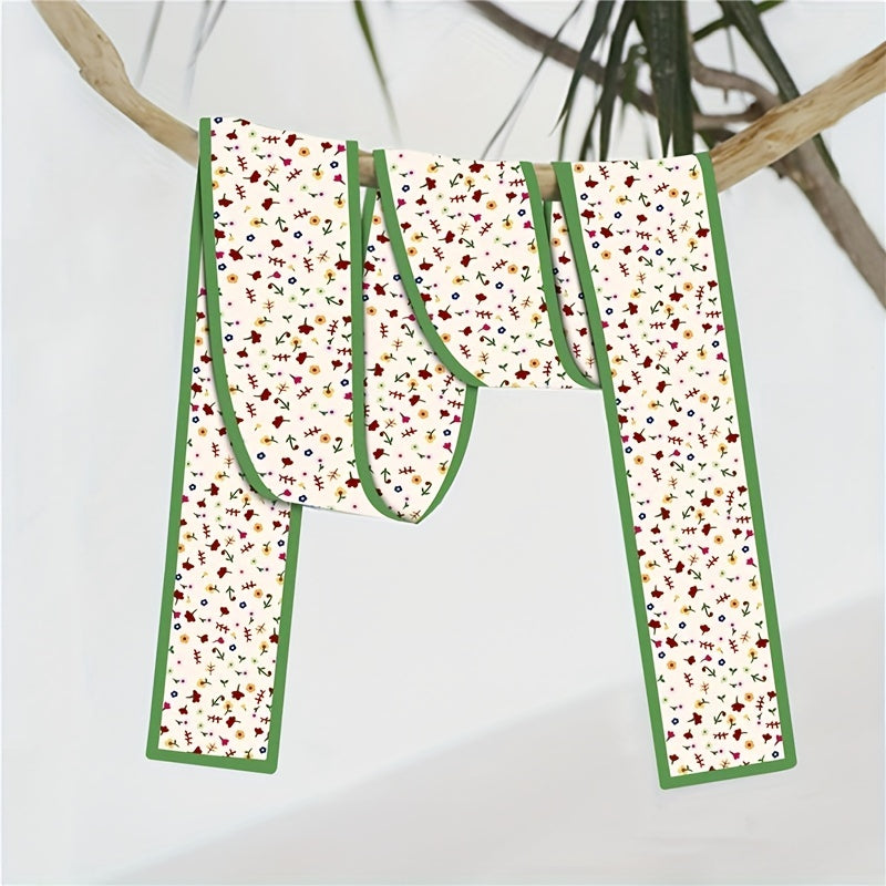 Green Print Skinny Scarf Neckerchief Floral Polka Dot Plaid Pattern Neck Tie