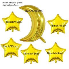 Golden Silvery Star Moon Aluminum Film Balloon Decoration