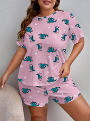 Dino & Dog Paw Print Tee & Shorts Lounge Set