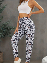 Cow Print Elastic Waist Jogger Pants Women's Activewear