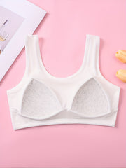 4pcs Girls Bras Soft Comfy Tank Top Without Steel Ring Wide Strap