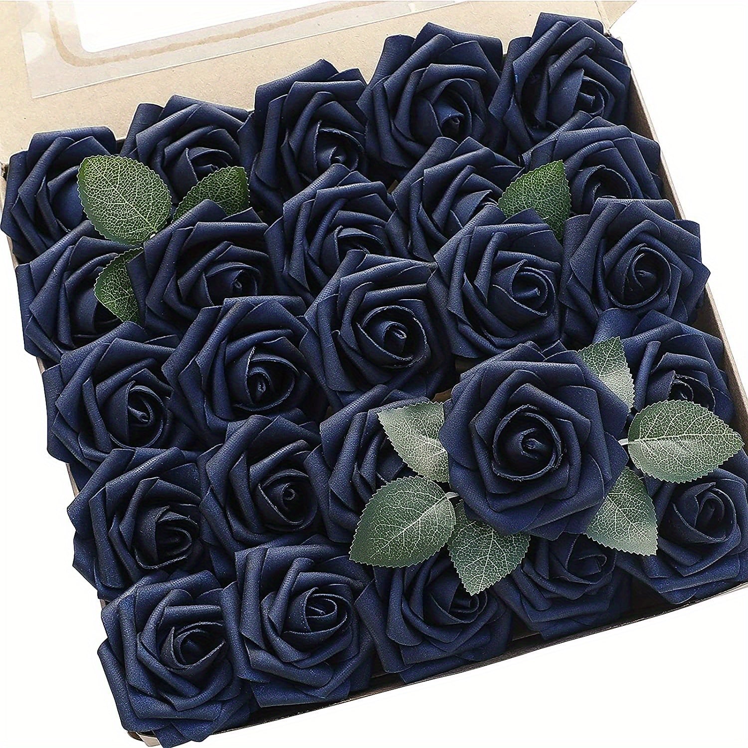 25pcs Artificial Navy Roses DIY Wedding Bouquets Bridal Shower Party Decor