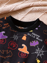 Kids Pumpkin Costume Set Halloween Party Sweatshirt Pants